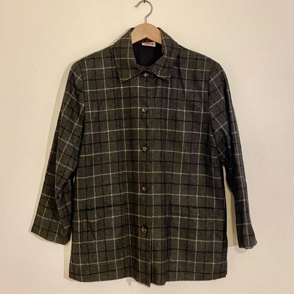 Vintage Aria plaid wool blazer